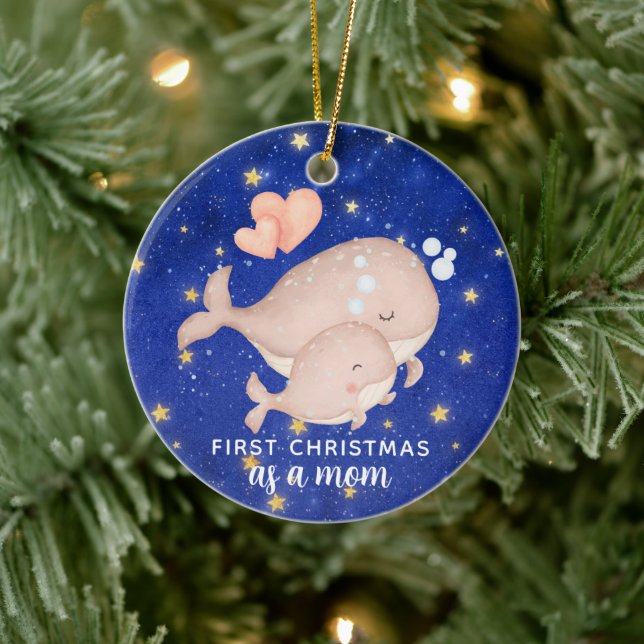 First Christmas As A Mum Whale Personalised Ceramic Tree Decoration (Tree)