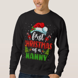 First Christmas As A Nanny Hat Santa Gender Reveal Sweatshirt
