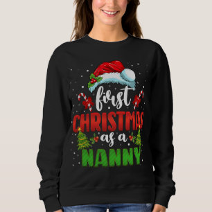 First Christmas As A Nanny Hat Santa Gender Reveal Sweatshirt
