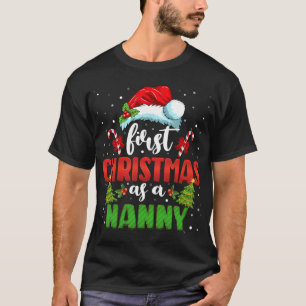 First Christmas As A Nanny Hat Santa Gender Reveal T-Shirt