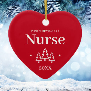 First Christmas As a Nurse Red Ceramic Tree Decoration