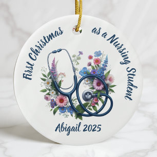 First Christmas as a Nursing Student Ceramic Tree Decoration