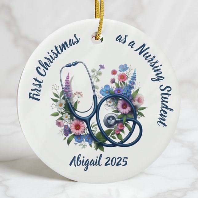First Christmas as a Nursing Student Ceramic Tree Decoration (Creator Uploaded)