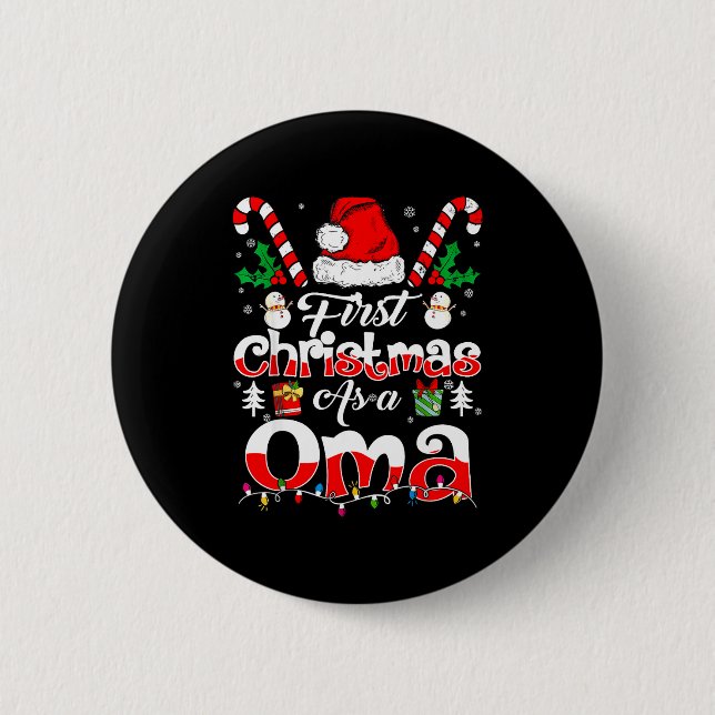 First Christmas As A Oma Family Matching  6 Cm Round Badge (Front)