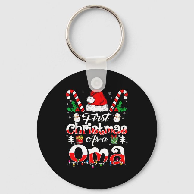 First Christmas As A Oma Family Matching  Key Ring (Front)