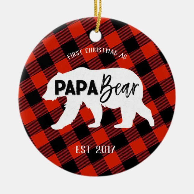 First Christmas as a Papa Bear Ornament (Front)