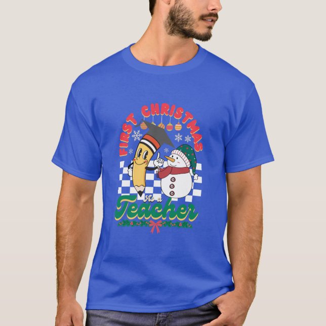 First Christmas As A Teacher - Christmas Snowmen T-Shirt (Front)