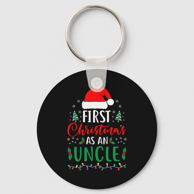 First Christmas As An Uncle New Parents Xmas Match Key Ring (Front)