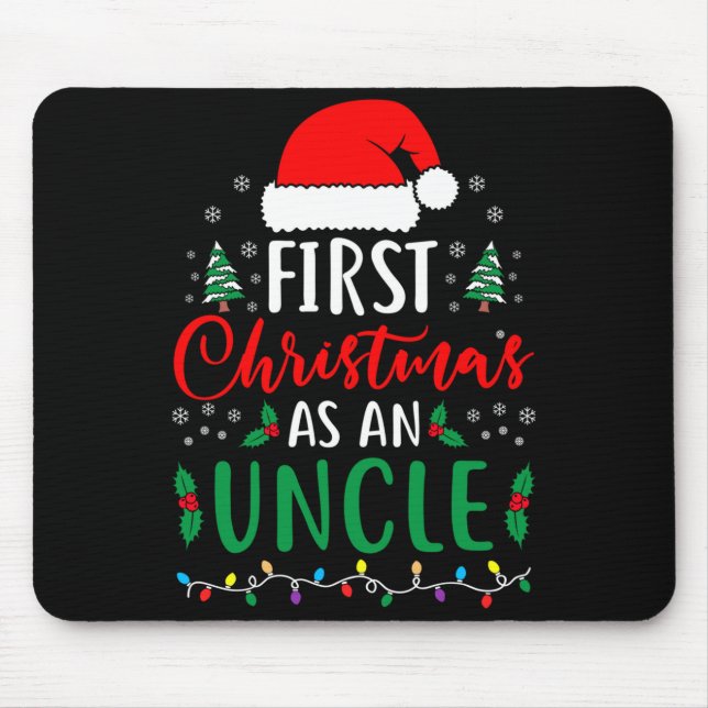 First Christmas As An Uncle New Parents Xmas Match Mouse Mat (Front)