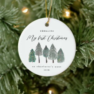 First Christmas as Aunt Rustic Trees Ceramic Tree Decoration