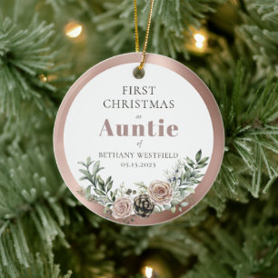 First Christmas as Auntie Photo Keepsake Ceramic Tree Decoration