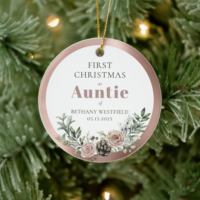 First Christmas as Auntie Photo Keepsake Ceramic Tree Decoration (Tree)