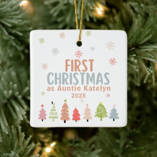 First Christmas as Auntie, Photo, Personalized Ceramic Ornament