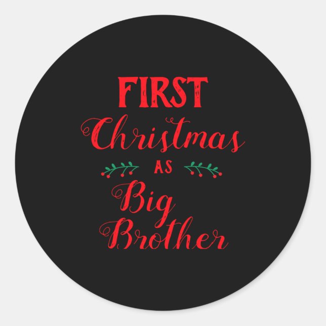 First Christmas As Big Brother Family Matching  Classic Round Sticker (Front)