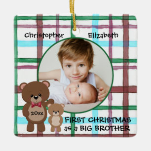 First Christmas as Big Brother Personalised Photo Ceramic Ornament