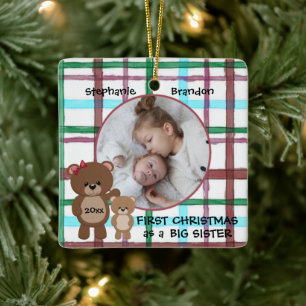 First Christmas as Big Sister Personalised Photo Ceramic Ornament