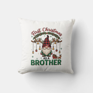 First Christmas As Brother Gnome Reindeer Sleigh Cushion