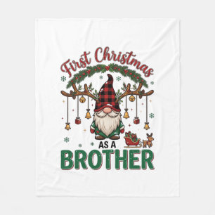 First Christmas As Brother Gnome Reindeer Sleigh Fleece Blanket