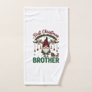 First Christmas As Brother Gnome Reindeer Sleigh Hand Towel