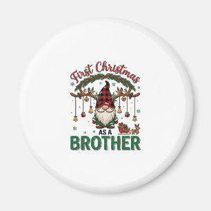 First Christmas As Brother Gnome Reindeer Sleigh Magnet