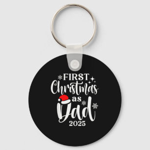 First Christmas As Dad 2025 Snowflake Xmas Family  Key Ring