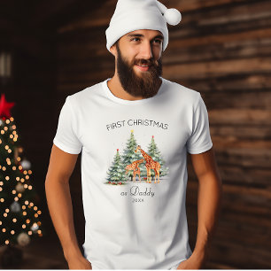 First Christmas as Dad Daddy Year Cute Giraffes T-Shirt
