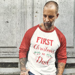 First Christmas as Dad family matching red text T-Shirt<br><div class="desc">This long sleeves red and white t-shirt is the perfect gift for any new Dad. It says "First Christmas as Dad" in red modern fonts with Christmassy decorations, and it is part of a customizable Christmas family outfits collection (see my "Christmas matching Family Outfit & accessories" collection for coordinating items)....</div>