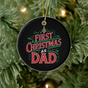 First Christmas As Dad Matching Christmas  Ceramic Tree Decoration