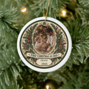First Christmas as Dad Personalised Photo Ceramic Tree Decoration