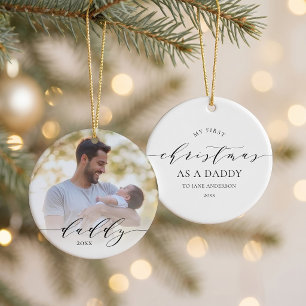 First Christmas as Daddy Photo Christmas Ceramic Tree Decoration