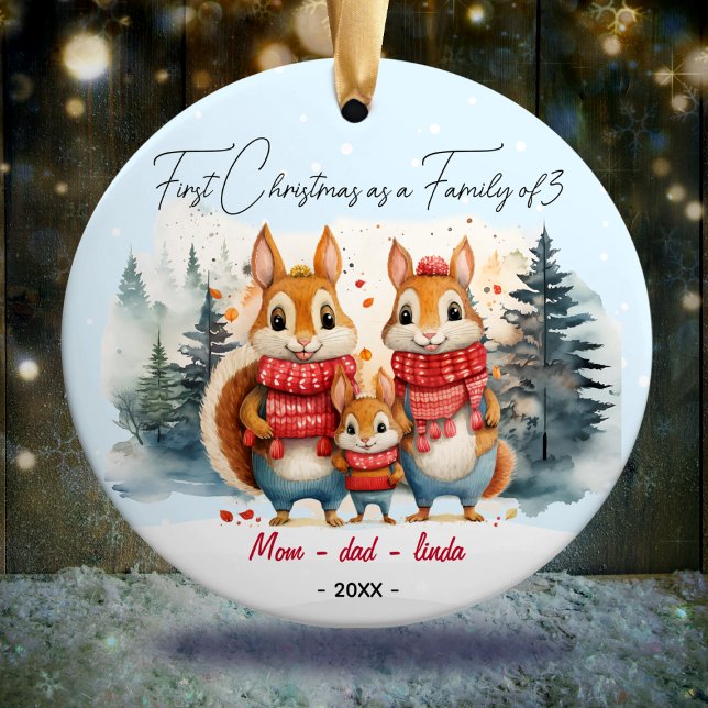 First Christmas as family of 3 rabbits  Ceramic Tree Decoration (Creator Uploaded)
