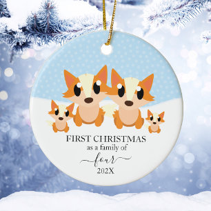 First Christmas as Family of 4 Fox Animal Ceramic Tree Decoration