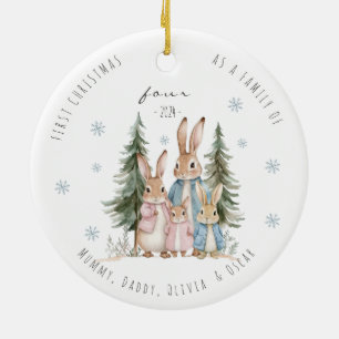 First Christmas As Family of Four Rabbit Ceramic Tree Decoration