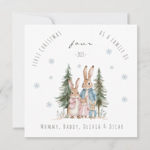 First Christmas As Family of Four Rabbit Holiday Card