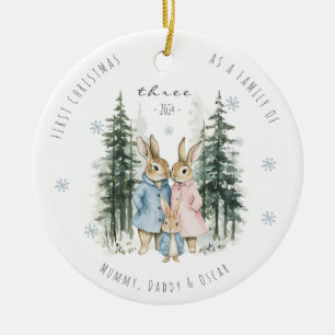 First Christmas As Family of Three Baby Boy Ceramic Tree Decoration