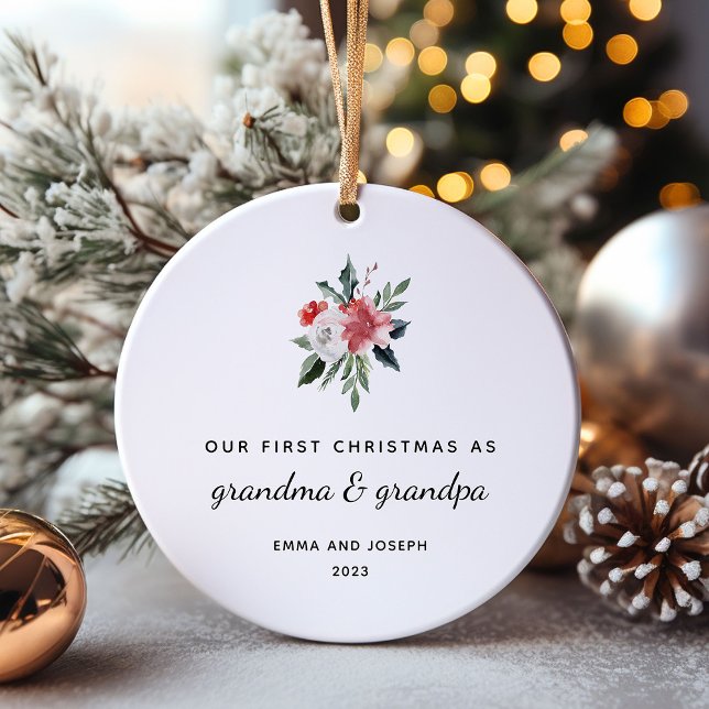First Christmas as Grandma and Grandpa | Elegant Ceramic Tree Decoration (The perfect holiday keepsake for the new grandparents!)
