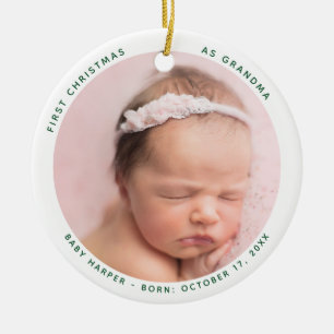 First Christmas as Grandma Baby Photo Ceramic Tree Decoration
