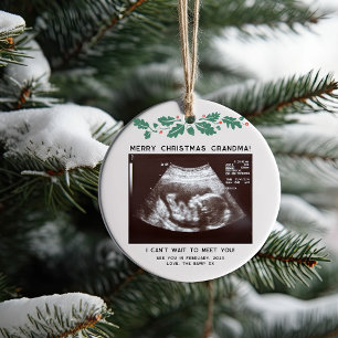 First Christmas as Grandma Baby Scan Announcement Ceramic Tree Decoration