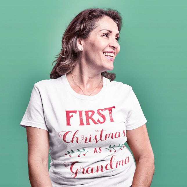 First Christmas as Grandma family matching red txt T-Shirt (Creator Uploaded)