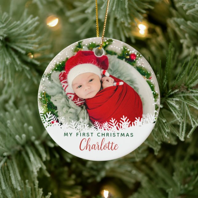 First Christmas as Grandma & Grandpa Custom Photo Ceramic Tree Decoration (Tree)