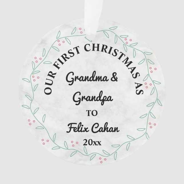 First Christmas as Grandma & Grandpa Custom Photo  Ornament (Front)