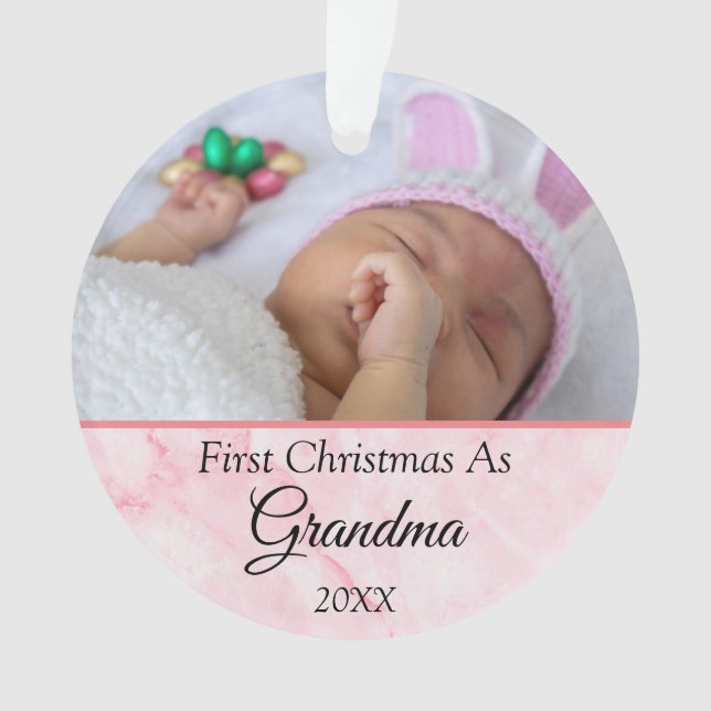First Christmas as Grandma Photo 2023 Personalized Ornament (Front)