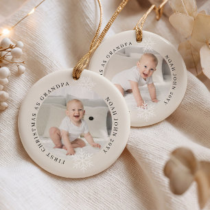 First Christmas as Grandpa 2 Photo Personalised Ceramic Tree Decoration