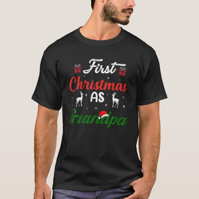 First Christmas As Grandpa Cute Family Matching Ne T-Shirt (Front)