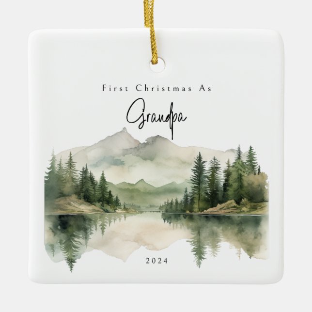 First Christmas As Grandpa Holiday Ornament  (Front)