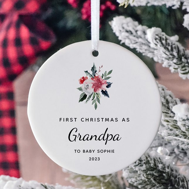 First Christmas as Grandpa | Simple and Elegant Ceramic Tree Decoration (A simple and elegant holiday keepsake for his first Christmas as a grandfather)