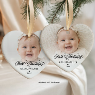 First Christmas As Grandparents 2 Baby Photos Ceramic Tree Decoration
