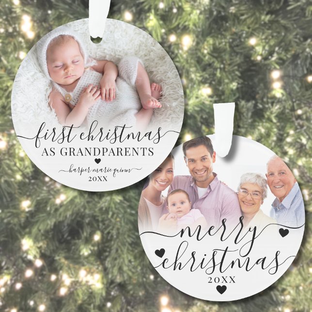 First Christmas As Grandparents 2 Photo Ornament (First Christmas As Grandparents 2 Photo Ornament)