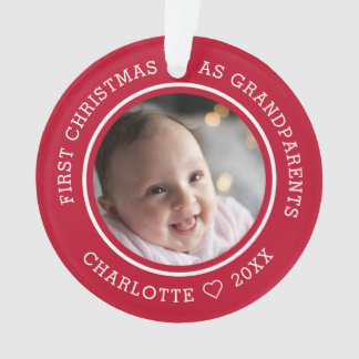 First Christmas As Grandparents 2 Photo Red Ornament