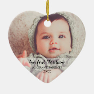 First Christmas as Grandparents 2 Photo Script Ceramic Tree Decoration